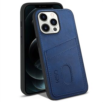 KSQ 003 Series for iPhone 13 Pro Max 6.7 inch Mobile Phone Case PU Leather Coated PC+TPU Hybrid Anti-fall Shell with Card Slots