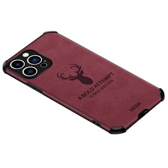 IPhone 13 Pro Max 6,7 tuuman neljän kulman pudotuksenkestävä kangastekstuurikotelo Deer Pattern -painatus Nahkapäällysteinen TPU-tarkasti leikattu puhelimen kansi