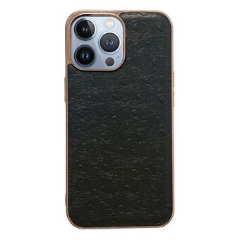IPhone 13 Pro Max 6,7 tuuman Nano Galvanoitu takakansi Iskunkestävä puhelinkotelo Strutsikuvioinen PC + TPU + aito nahkainen puhelimen kuori