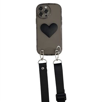 JSM iPhone 13 Pro Max 6,7 tuuman putoamisen estävä matkapuhelinkotelo 3D sydämen muotoinen sisustus joustava TPU-suojus olkahihnalla