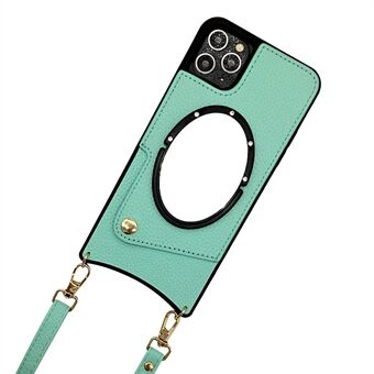 IPhone 13 Pro Max 6,7 tuuman Fish Tail Design Nahkapäällysteinen TPU-olkahihna puhelinkotelolle Peilikorttikotelon kansi