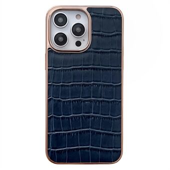 IPhone 13 Pro Max 6,7 tuuman nanopäällystyskrokotiilikuvioisen puhelimen suojakuori aito nahkapäällysteinen TPU-pudotuksenkestävä kotelo - sininen