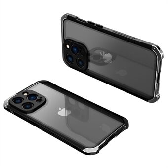 3-osainen design-hybridipuhelinkotelo iPhone 13 Pro Maxille, metallirunkoinen karkaistu lasipaneeli matkapuhelimen suojakuori