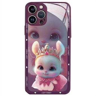 IPhone 13 Pro Max 6,7 tuuman pölynkestävälle Princess Rabbit -kuviotulostukselle karkaistu lasi puhelimen kuori + TPU-puhelimen kansi