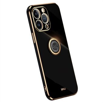 XINLI iPhone 13 Pro Max 6,7 tuuman Ring Pehmeä TPU-taustakuori, Scratch galvanoitu Golden Edge -kotelon kansi