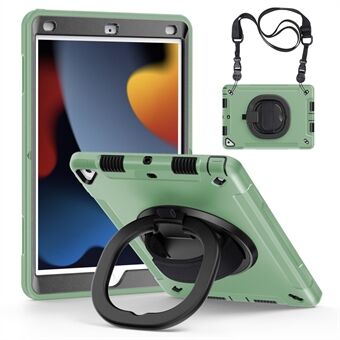 Suojakotelo iPad 10.2:lle (2019) / (2020) / (2021) PC+TPU Kickstand tabletin suojus PET-näytönsuojalla / olkahihna