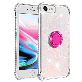 For iPhone SE (2022)/SE (2020)/6 4.7 inch/7 4.7 inch/8 4.7 inch YB Quicksand Series-7 Glitter Sequins Ring Kickstand TPU Phone Case Protective Cover