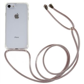 Takakuori iPhone 7 / iPhone 8 / iPhone SE 2020/2022, putoamissuoja, kirkas TPU + akryylipuhelinkotelo kaulanauhalla
