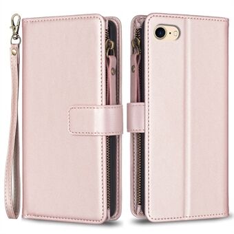 BF Style-19 iPhone 6 / 6s / 7 / 8 / SE (2020) / SE (2022) PU-nahkakotelo vetoketjullinen tasku matkapuhelinteline Stand suoja