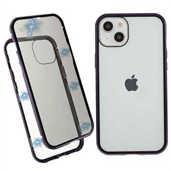 Anti-peep matkapuhelimen suojakuori iPhone 14 Straight Edge -turvasoljelle, kaksipuoleinen karkaistu lasi, magneettinen adsorptio, metallirunkoinen puhelinkotelo