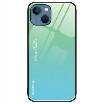 Gradient Color Design Case iPhone 14 6,1 tuumalle, karkaistu lasi + PC + TPU Hyvin suojattu kulumisenesto matkapuhelimen kuori