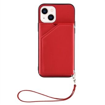 YB-nahkapinnoite Series-2 iPhone 14:lle 6,1 tuuman 5G-jalustainen korttipidike Suunniteltu puhelinkotelo Ihokosketus PU-nahkapäällysteinen TPU-suojus hihnalla