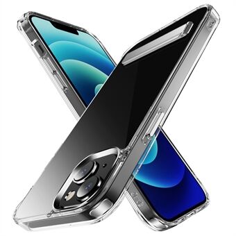 IPhone 14:lle 6,1 tuuman Crystal 2.0 Läpinäkyvä Pehmeä TPU + Kova PC-puhelinkotelo PC Jalusta Pudotuksenkestävä Takakansi 4 Kulman suojalla