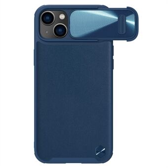 NILLKIN iPhone 14:lle iskunkestävä kotelo PU-nahkapäällysteinen kova PC + pehmeä TPU-hybridikotelo, liukukameran suojus, suojakuori