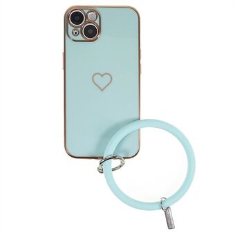 IPhone 14:lle Pehmeä TPU-puhelinkotelo, silikoninen Ring, sydänkuvioinen 6D galvanoitu suojaava puhelimen suojus