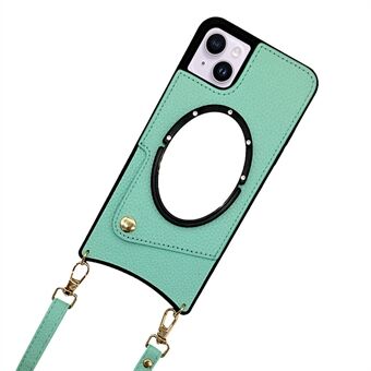 IPhone 14 Fish Tail Design -peilitoiminnolle PU-nahkapäällysteinen TPU-kotelo Korttikotelo Puhelinkuori olkahihnalla