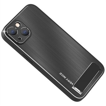 Kickstand-kotelo iPhone 14:lle, harjattu pinta TPU + alumiiniseosta pudotuksenkestävä puhelimen suojakuori