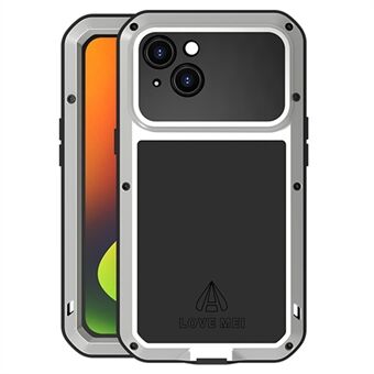 Love MEI iPhone 14:lle silikoni + metallihybridipuhelimen suojus Iskunkestävä pölytiivis suojakotelo karkaistulla lasikalvolla