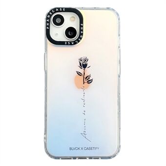 IPhone 14:lle Takakannen ruusukukkakuvioinen kaksipuolinen laminoitu TPU+PC-puhelinkotelo