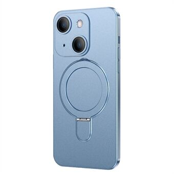 IPhone 14:lle Pehmeä TPU Galvanoitu puhelinkotelo Magneettinen tukijalusta pölynkestävä suojus kameran linssikalvolla