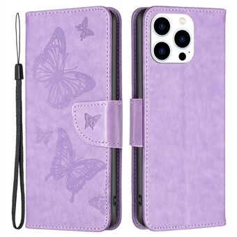 BF Imprinting Pattern Series-4 Suojakotelo iPhone 14 Pro 6,1 tuuman Butterflies Painettu Stand Täysi suoja Lompakkotyylinen nahkakuori