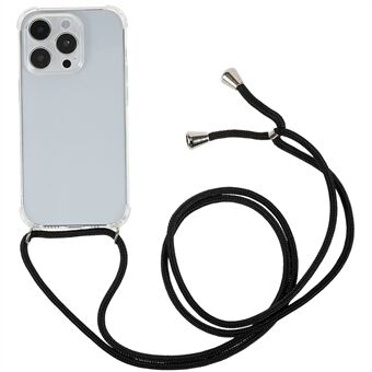 IPhone 14 Pro 6,1 tuuman kristallinkirkas puhelinkotelo, vahvistettu kulma pudotuksenesto TPU-suojus kaulanauhalla