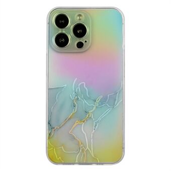 IPhone 14 Pro 6,1 tuuman marmorikuvioinen värikäs laserkohokuvioinen puhelimen takakansi TPU-pudotuksenkestävä kotelo