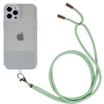 IPhone 14 Pro 6,1 tuuman pehmeä TPU-kotelo, tarkka leikkaus läpinäkyvä puhelimen kansi pitkällä narulla