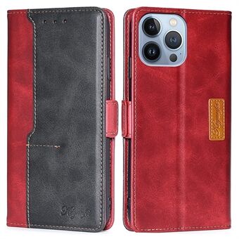 IPhone 14 Pro :lle 6,1 tuuman PU-nahkainen folio Stand Kontrastivärinen jatkojalusta Magneettinen lompakkopuhelinkotelo