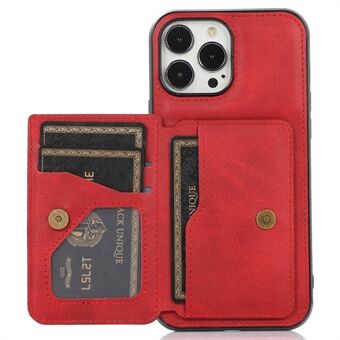 IPhone 14 Pro :lle 6,1 tuuman Kickstand-korttipidike Suunniteltu puhelimen suojus PU-nahka + TPU-pudotuksenestokotelo magneettisella autokiinnitysmetallilevyllä
