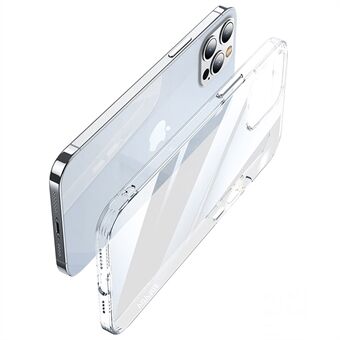 SULADA Crystal Series iPhone 14:lle 6,1 tuuman PC+TPU Läpinäkyvä Iskunkestävä Putoamista estävä Metal Button Design Puhelinkuoren suojus