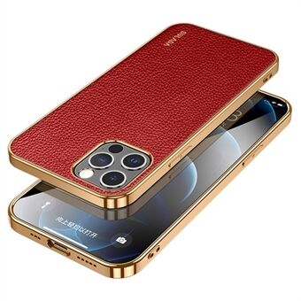 SULADA iPhone 14 Pro 6,1 tuuman Galvanointi Litchi Texture Kulumista estävä PU-nahkapäällysteinen PC + TPU-iskunkestävä puhelinkotelo