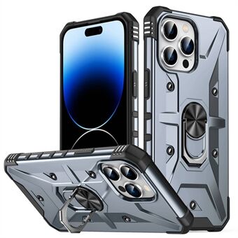 IPhone 14 Pro Military Grade Ring autokiinnitysjalustalle Hybrid Hard PC Pehmeä TPU iskunkestävä suojakuori