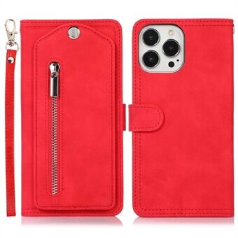 IPhone 14 Pro pyörivä meikkipeili puhelimen kansi vetoketjullinen tasku PU- Stand lompakkokotelo