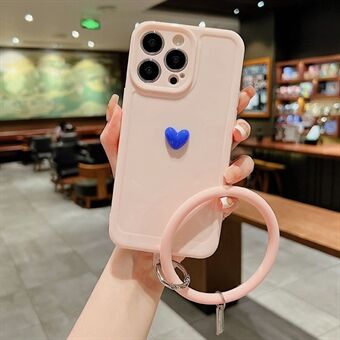 IPhone 14 Pro 3D Love Heart -kameran suojakotelolle Pehmeä TPU-sormenjälkiä estävä Ring silikonirengashihnalla