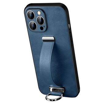 SULADA Fashion Series iPhone 14 Pro sisäänvedettävälle rannenauhalle jalustalle puhelinkotelo Crazy Horse Texture Nahkapäällysteinen PC + TPU-suojus