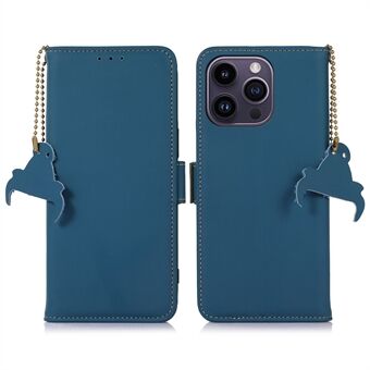 Stand lompakkokotelo iPhone 14 Pro, RFID-esto aitoa nahkaa + TPU-suojattu puhelinsuoja