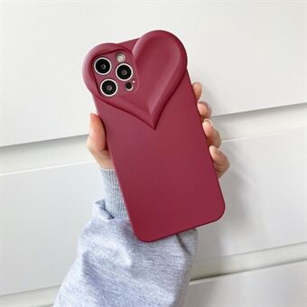 IPhone 14 Pro : Creative Sydämen muotoinen puhelinkotelo Yksivärinen kumitettu TPU-kamerasuojaus Takakansi