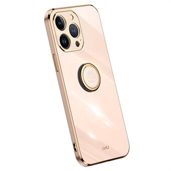 XINLI Ring Kickstand -puhelimen suojus iPhone 14 Pro, galvanoitu Golden Edge TPU-pudotuksen estävä matkapuhelinkotelo