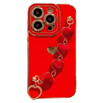 IPhone 14 Pro -puhelinkotelolle Galvanoitu TPU-puhelimen suojus Pehmeällä Love-sydänhihnalla