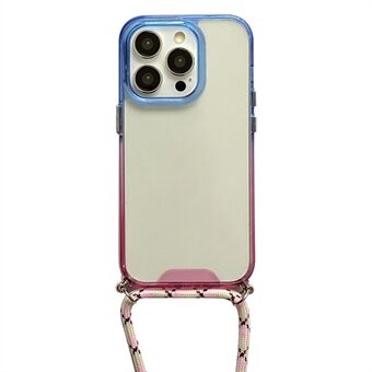 IPhone 14 Pro Gradient Color -puhelinkotelolle Pehmeä TPU:n läpinäkyvä takakansi ja kaulanauha