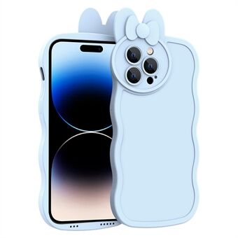 IPhone 14 Pro: lle nestemäinen silikonipuhelinkotelo, söpö kanin muotoinen sileä suojakuori linssisuojalla