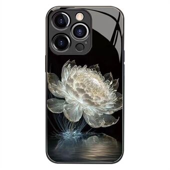 IPhone 14 Pro Epiphyllum Print Design -puhelinkotelolle karkaistu lasi takaosa + TPU-puskurin takakansi
