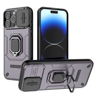 Scratch kuori iPhone 14 Pro , PC+TPU-puhelimen kotelo Liukuva linssisuoja Kickstand Takakansi