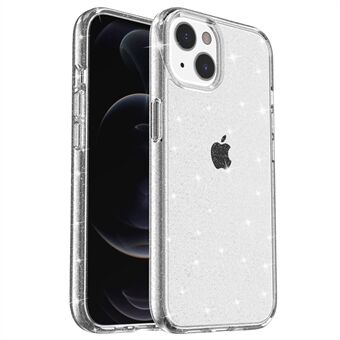 Glittery Powder Pehmeä TPU kova PC-kotelo iPhone 14 Plus 6,7 tuumalle, Scratch puhelimen suojakuori