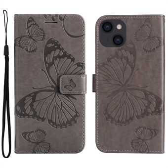 KT Leather Series-2 iPhone 14 Plus 6,7 tuuman Butterfly-painetulla PU-nahkakotelolla Scratch puhelimen lompakkotelineen Stand