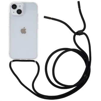 IPhone 14 Plus TPU + akryyliläpinäkyvä puhelimen suojus Scratch pudotuksenkestävä kotelo säädettävällä narulla