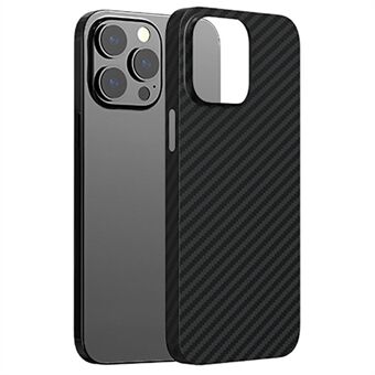AZEADA Kevlar -sarjan puhelinkuori iPhone 14 Plus-puhelimelle, Scratch hiilikuiturakenne, kova PC:n suojaava takakansi