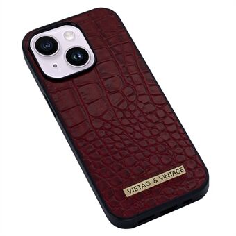 VIETAO iPhone 14 Plus -puhelinkotelolle Business Style Crocodile Texture PU-nahka+PC+TPU Iskunkestävä puhelimen kansi