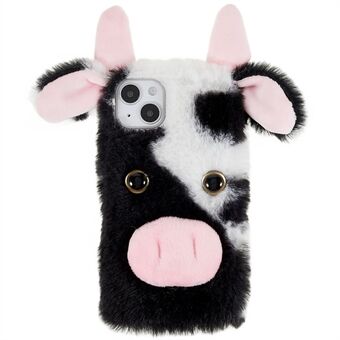 IPhone 14 Plus :lle Cute Milk Cow Ear Winter Furry Pehmeä TPU-kotelo Scratch